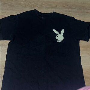 PLAYBOY Black Tee with Cream Bunny Logo